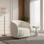 Kursi swivel indoor premium koleksi Hasan Furniture dengan fitur putar 360 derajat.