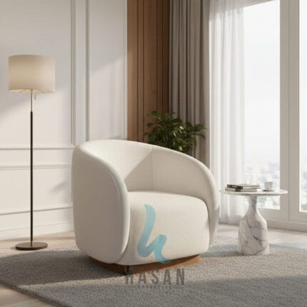 Kursi swivel indoor premium koleksi Hasan Furniture dengan fitur putar 360 derajat.
