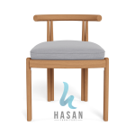 Armless dining chair jati Cove from front angle