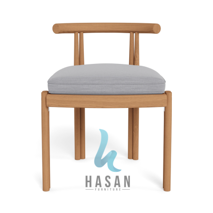 Armless dining chair jati Cove from front angle