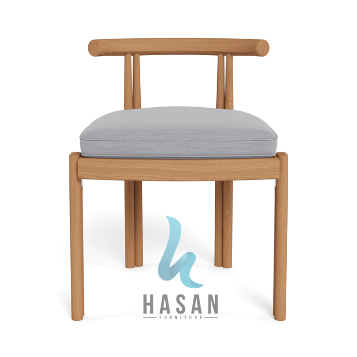 Armless dining chair jati Cove from front angle