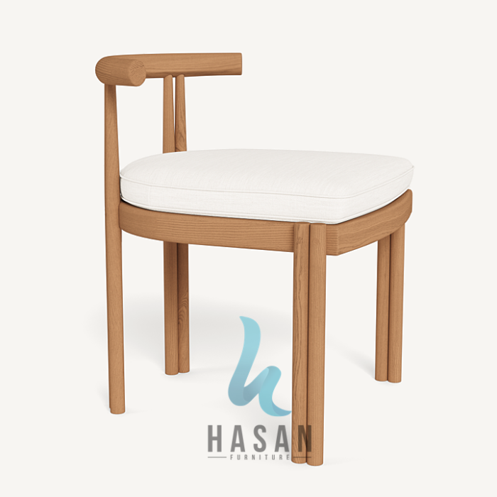 Armless dining chair jati Cove from right side