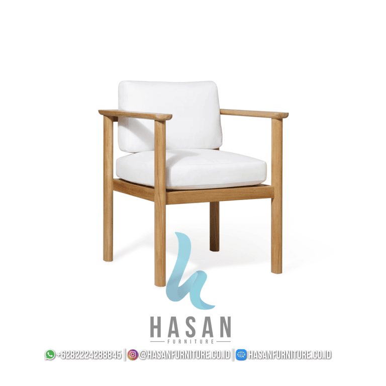 Tampilan samping kursi jati outdoor desain minimalis modern