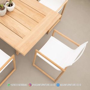 Dining chair jati breeze minimalis detail kayu jati solid dan finishing halus