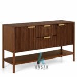 Credenza Walnut Fluted Kaki Tinggi Minimalis