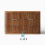 Sideboard Jati Minimalis dengan 6 Laci Tekstur Fluted