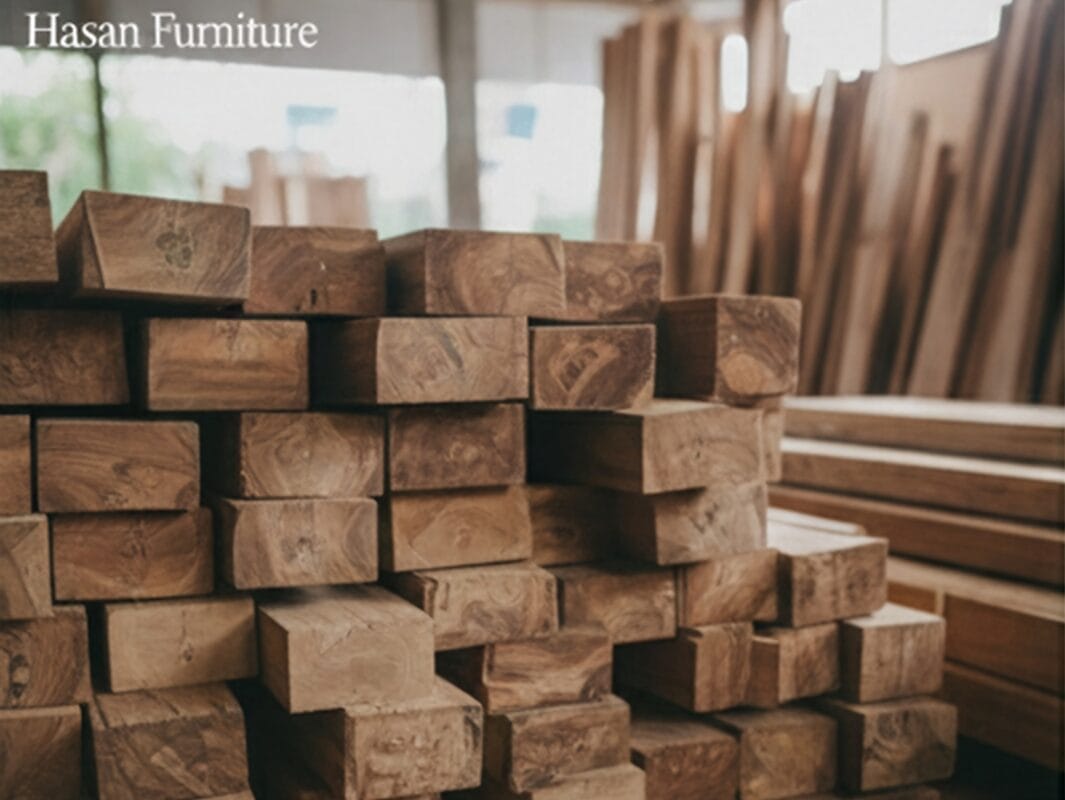 Pilihan bahan baku kayu jati tua yang telah melalui proses seleksi ketat untuk kualitas terbaik.