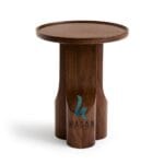Modern Triple-Cove Pillar Jati Side Table Mewah - Gambar 3