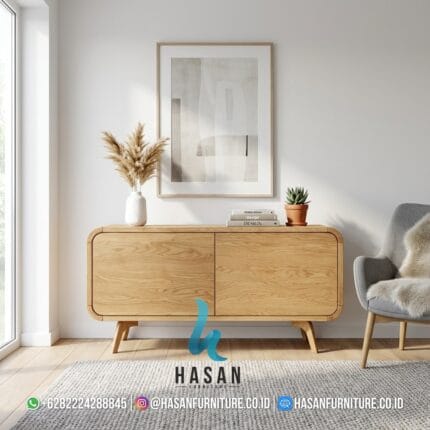 Penataan Sideboard Jati Retro di Ruang Keluarga