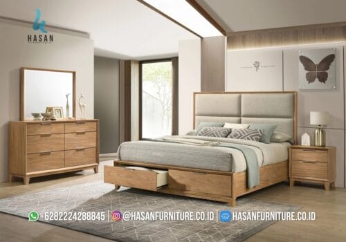 Inspirasi Kamar Tidur Mewah dengan Ranjang Jati 2 Laci Model Minimalis