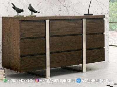 Penataan Sideboard Jati 9 Laci Stainless di Ruang Modern Minimalis