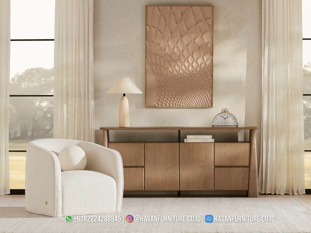 Penempatan Buffet Jati Scandinavian di Ruang Keluarga