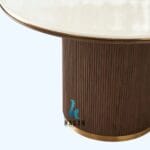 Modern Fluted Pedestal Jati Marmer Dining Table - Gambar 4