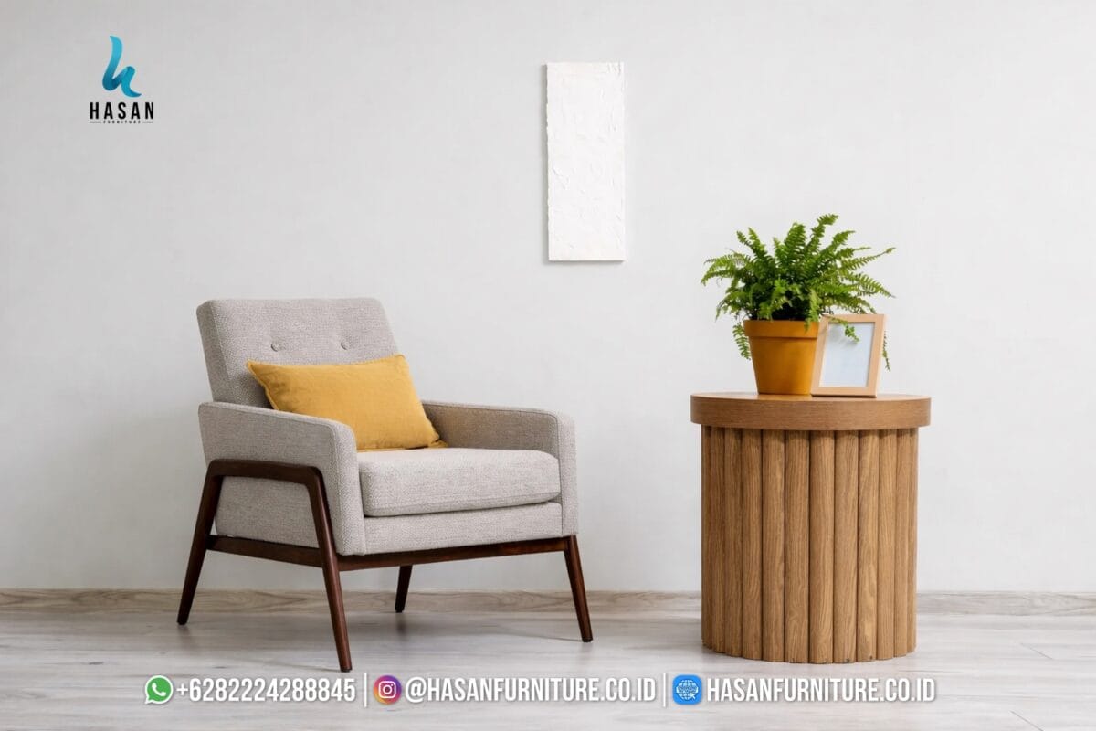 Meja samping jati pilar drum mewah samping kursi