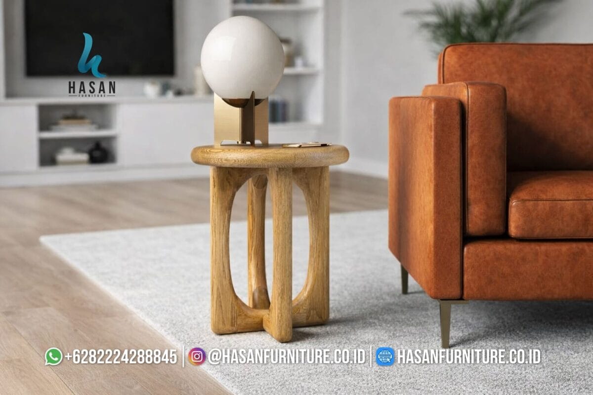 end table jati mewah desain unik untuk interior modern