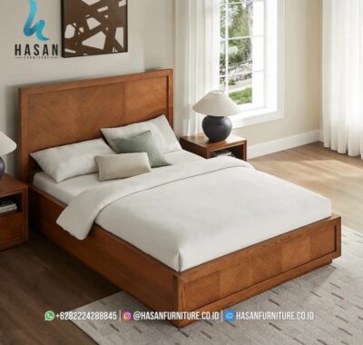 Inspirasi desain kamar tidur eksklusif dengan ranjang jati minimalis