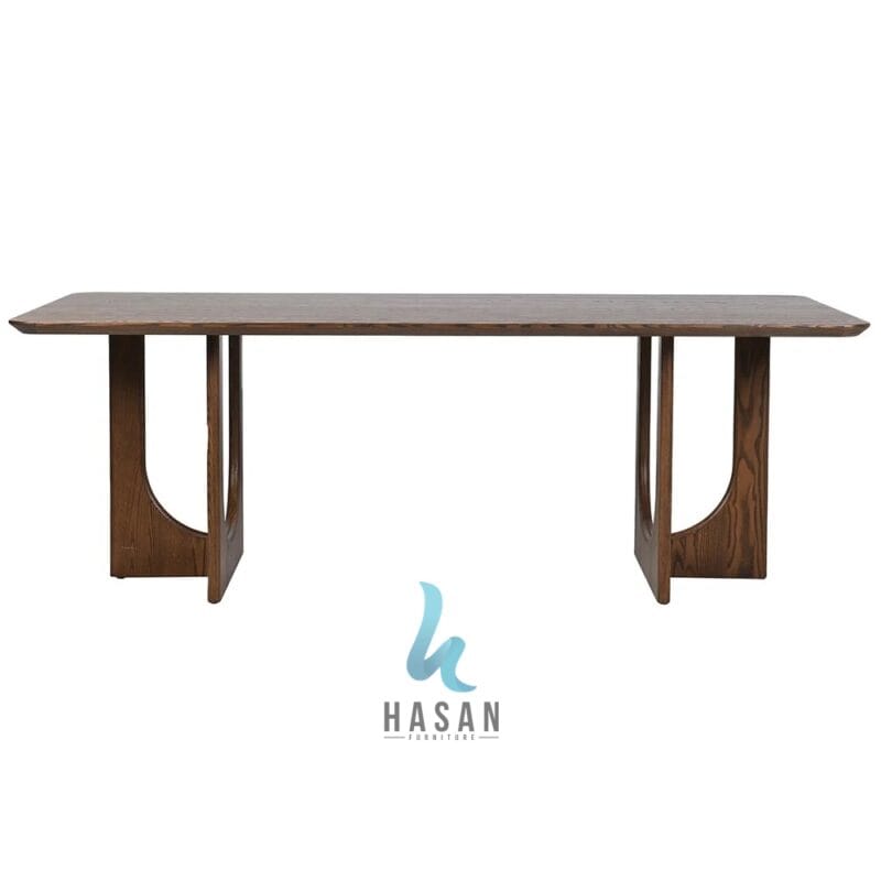 Jual meja makan jati Bold-Arc Pedestal mewah dengan desain pilar arsitektural dari hasan furniture