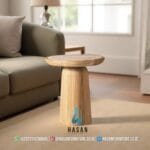 Modern Marmer Top Jati Side Table Mewah - Gambar 2