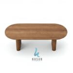 Modern Oval Fluted Pillar Jati Dining Table - Gambar 3