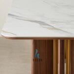 Permukaan top table marmer putih premium dengan rangka kayu jati jepara mewah