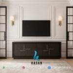 Penempatan Sideboard Hitam di Ruang TV Modern