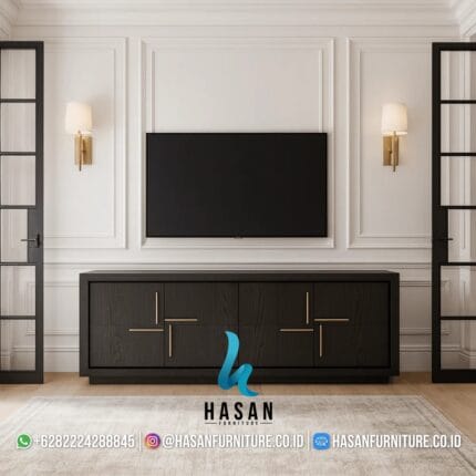 Penempatan Sideboard Hitam di Ruang TV Modern