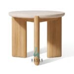 Jual meja samping bulat jati marmer mewah