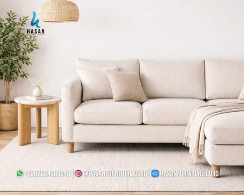 Dekorasi ruang tamu mewah meja bulat jati marmer