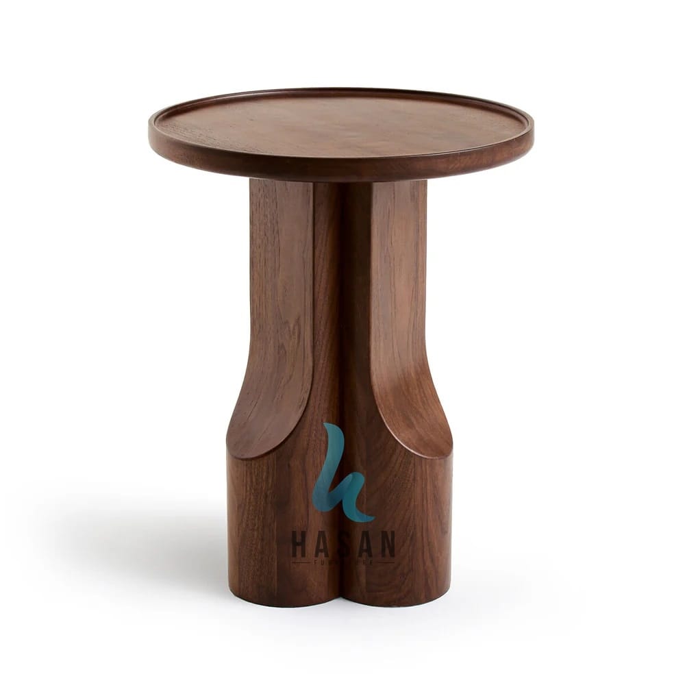 Modern Triple-Cove Pillar Side Table Jual meja samping jati mewah desain 3 pilar cekung cove