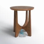 Modern U-Base Jati Side Table Mewah - Gambar 3