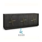 Luxury Black Sideboard Jati Brass Accent - Gambar 5
