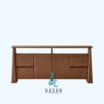 Scandinavian Open Shelf Sideboard Jati Tampak Depan