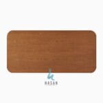 Detail kemewahan serat kayu jati solid pada permukaan meja makan