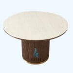 Modern Fluted Pedestal Jati Marmer Dining Table - Gambar 3
