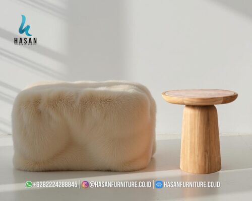 Meja samping jati marmer travertine display ruangan