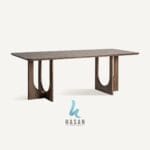 Rectangular Bold-Arc Pedestal Jati Dining Table - Gambar 5